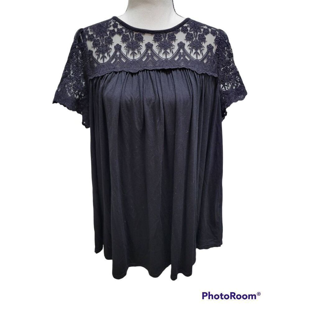 Allie Rose Black Lace Blouse Sz M